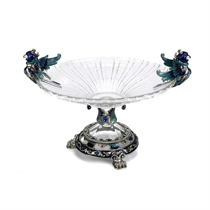 enmel glass fruit bowl with metal base